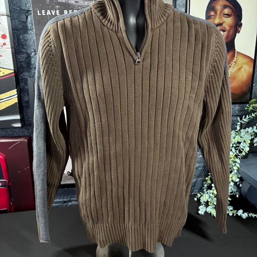 American Rag Cie Brown Ribbed Quarter Zip - Men’s Large